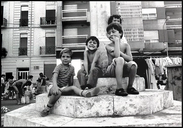 Children on steps, Valencia, Spain