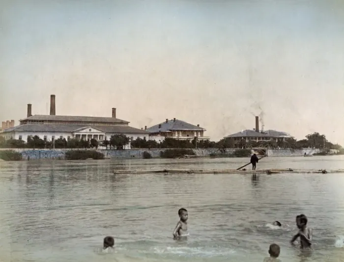 Framed Print : Children swimming, Dejima, Nagasaki, Japan, circa 1890 Framed Print : Children swimming, Dejima, Nagasaki, Japan, circa 1890