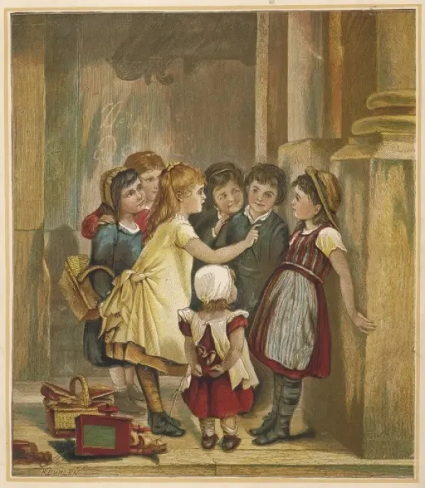Framed Print : Children Talking C1880 Framed Print : Children Talking C1880