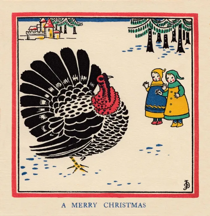 Framed Print : Children and a Turkey Framed Print : Children and a Turkey