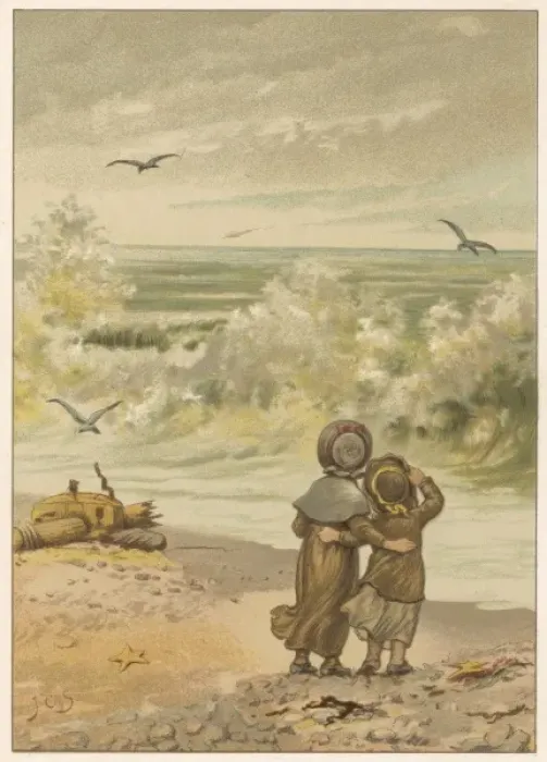 Framed Print : Children Watching Waves Framed Print : Children Watching Waves