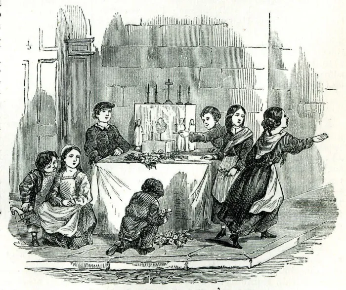 Framed Print : Childrens altar at the Fete Dieu Framed Print : Childrens altar at the Fete Dieu