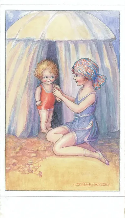 Framed Print : Children's - beach activities, bathing, fishing Framed Print : Children's - beach activities, bathing, fishing
