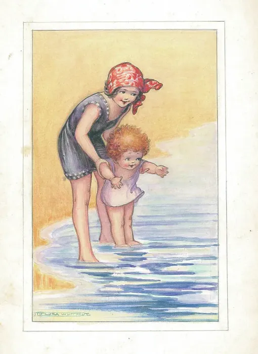 Framed Print : Children's - beach activities, bathing, fishing Framed Print : Children's - beach activities, bathing, fishing
