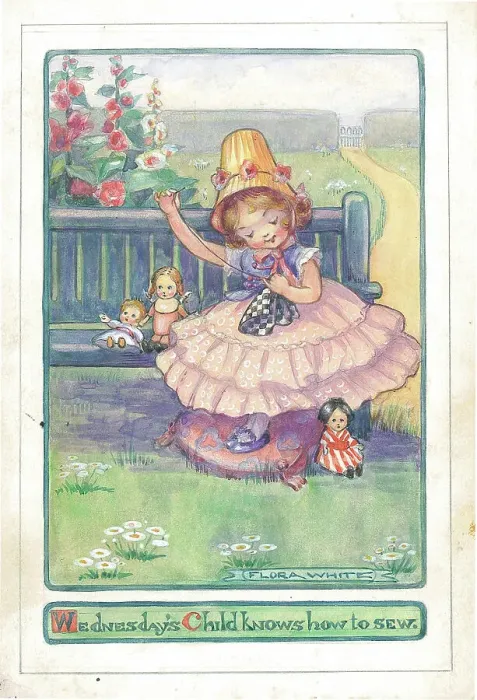 Framed Print : Children's design Wednesday's child Postcard Framed Print : Children's design Wednesday's child Postcard