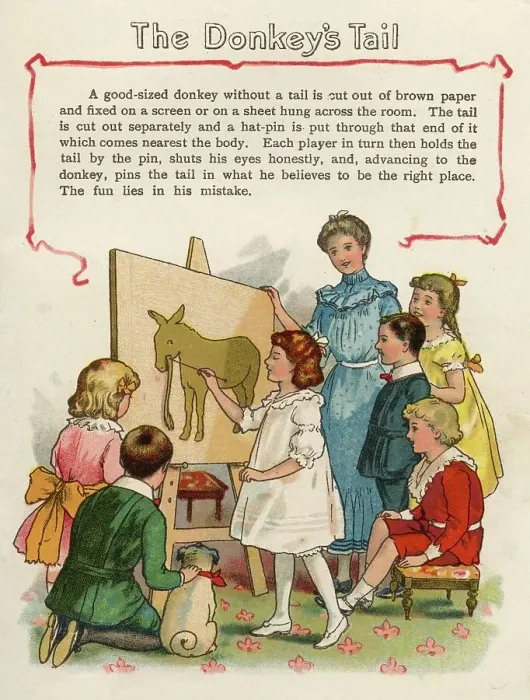 Framed Print : Children's Game Pinning the Tail on the Donkey Framed Print : Children's Game Pinning the Tail on the Donkey