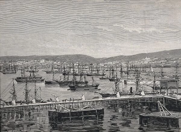 Chile (1844). Valpara�. The harbour and the