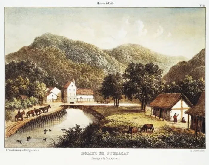 Framed Print : Chile (1854). ConcepciMolino de Puchacay Framed Print : Chile (1854). ConcepciMolino de Puchacay