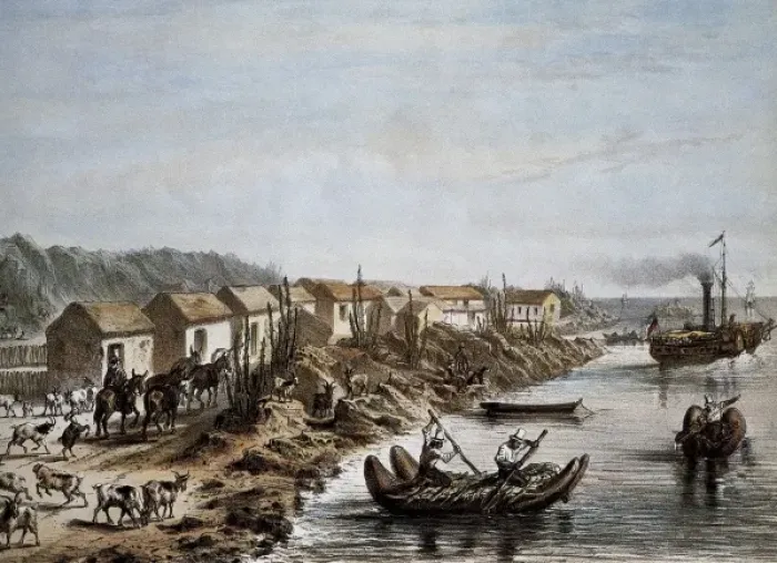 Framed Print : Chile (1854). Port of Huasco. Litography Framed Print : Chile (1854). Port of Huasco. Litography