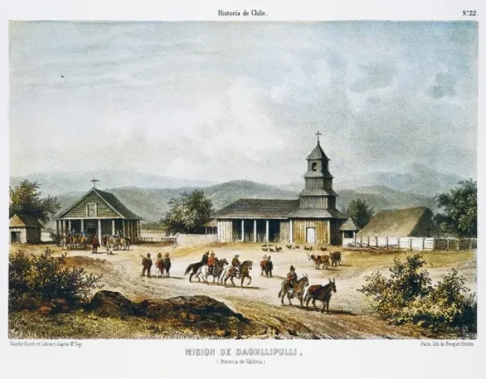 Framed Print : Chile (1854). Valdivia. Mission of Daghllipulli Framed Print : Chile (1854). Valdivia. Mission of Daghllipulli