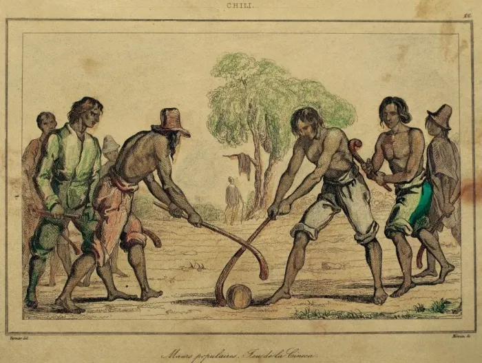 Framed Print : Chile. Cineca game. French engraving. Color Framed Print : Chile. Cineca game. French engraving. Color