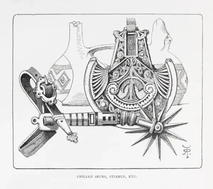 Framed Print : Chilian spurs, stirrup illustration Framed Print : Chilian spurs, stirrup illustration