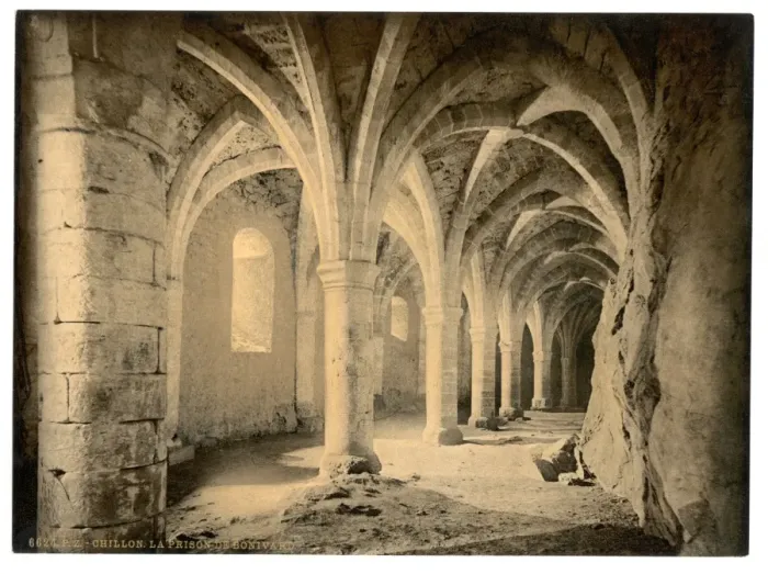 Framed Print : Chillon Castle, interior, Bonivards Prison, Geneva Lake, Sw Framed Print : Chillon Castle, interior, Bonivards Prison, Geneva Lake, Sw