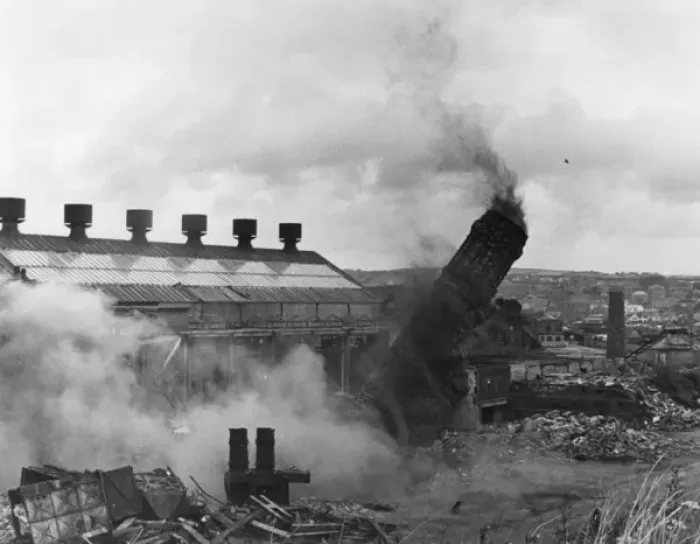 Framed Print : Chimney demolition at Hayle, Cornwall Framed Print : Chimney demolition at Hayle, Cornwall