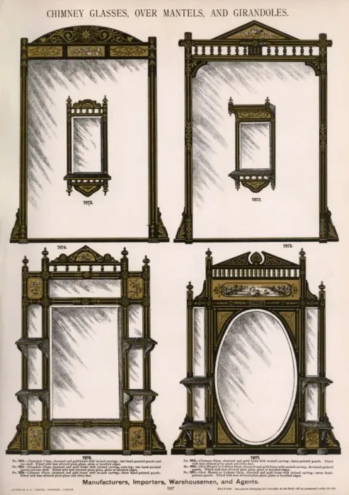 Framed Print : Chimney glasses, over mantels, girandoles, Plate 197 Framed Print : Chimney glasses, over mantels, girandoles, Plate 197
