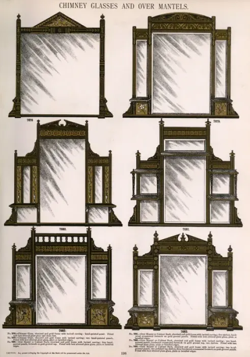 Framed Print : Chimney glasses and over mantels, Plate 198 Framed Print : Chimney glasses and over mantels, Plate 198