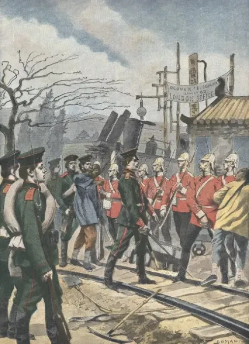 Framed Print : China (1901). Anglo-Russian dispute. Illustration Framed Print : China (1901). Anglo-Russian dispute. Illustration