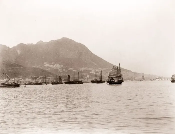 Framed Print : China c. 1880s - boats Hong Kong harbour Framed Print : China c. 1880s - boats Hong Kong harbour