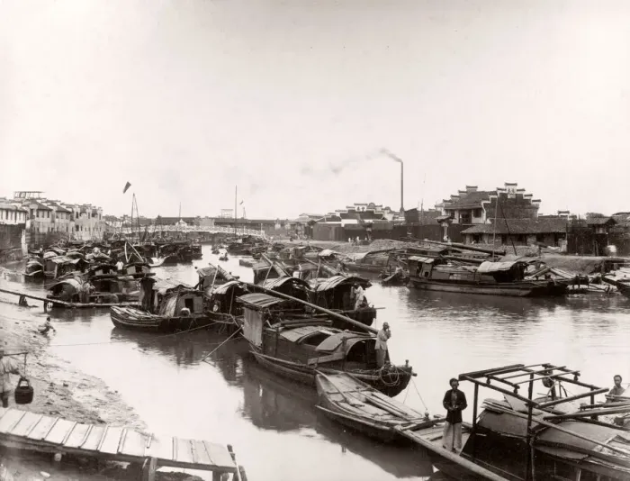 Framed Print : China c. 1880s - boats at Shanghai Framed Print : China c. 1880s - boats at Shanghai