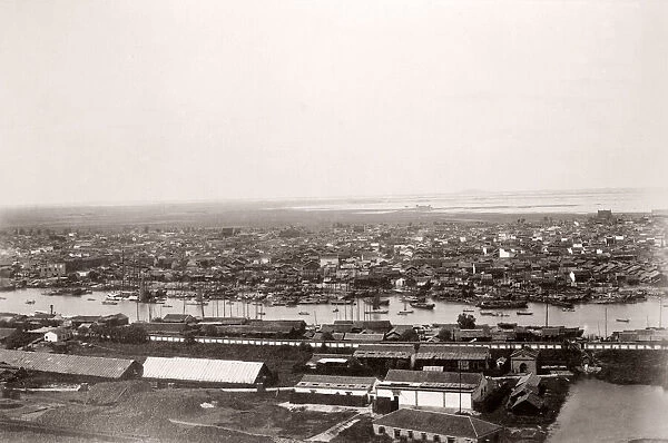 China c. 1880s - Hankow Hankou Wuhan panorama