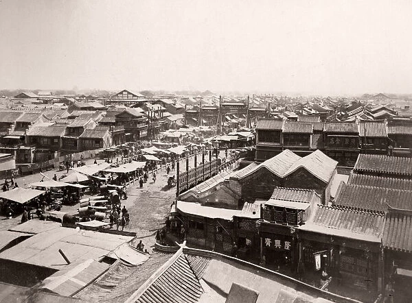 China c. 1880s - Peking Beijing - busy city street