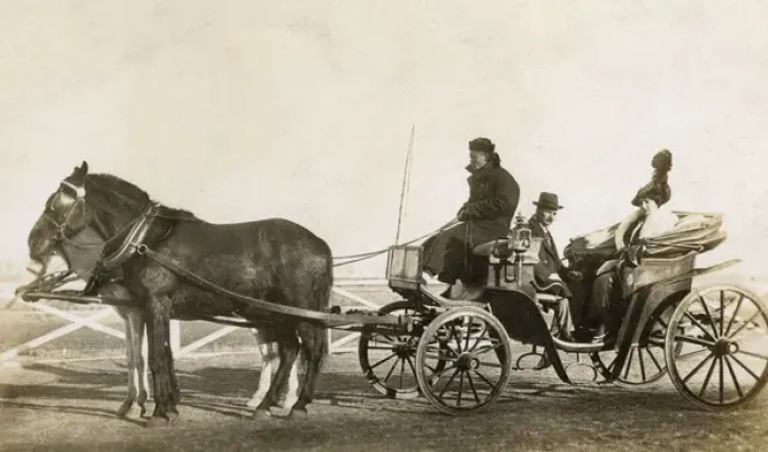 Framed Print : China - European couple of some status in a fine carriage Framed Print : China - European couple of some status in a fine carriage