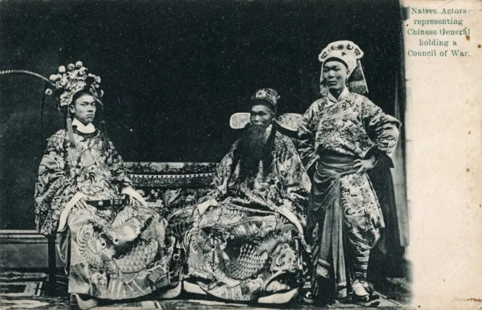 Framed Print : China, Hong Kong, Local Actors representing a Council of War Framed Print : China, Hong Kong, Local Actors representing a Council of War