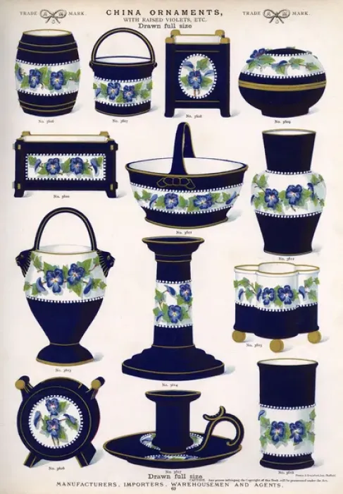 Framed Print : China Ornaments with raised violets, Plate 69 Framed Print : China Ornaments with raised violets, Plate 69