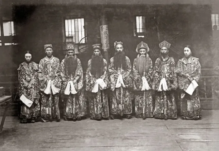 Framed Print : Chinese actors, China, circa 1880s. Date: circa 1880s Framed Print : Chinese actors, China, circa 1880s. Date: circa 1880s