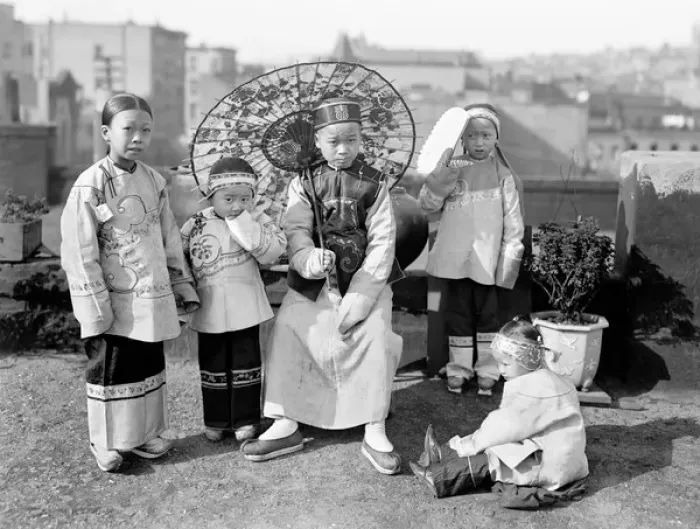 Framed Print : Chinese American children dressed in traditional clothing Framed Print : Chinese American children dressed in traditional clothing