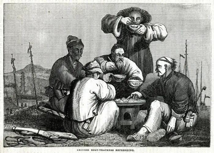 Framed Print : Chinese boat-trackers refreshing 1837