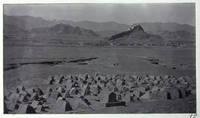 Framed Print : Chinese cemetery at Gyantse, from a fascinating album which reveals new details on a little-known campaign in which a British military force brushed aside Tibetan defences to capture Lhasa, in 1904 Framed Print : Chinese cemetery at Gyantse, from a fascinating album which reveals new details on a little-known campaign in which a British military force brushed aside Tibetan defences to capture Lhasa, in 1904