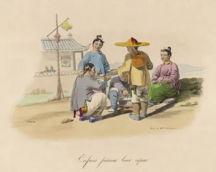 Framed Print : Chinese Children Eat Framed Print : Chinese Children Eat