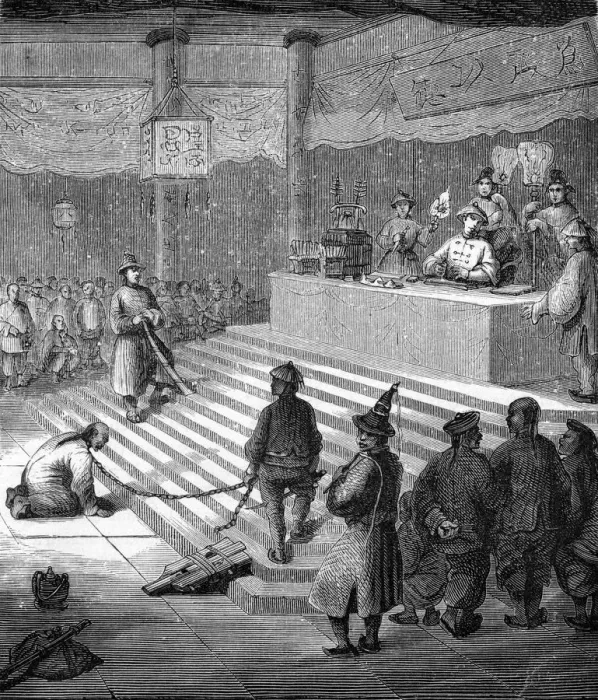 Framed Print : Chinese court, early 19th century Framed Print : Chinese court, early 19th century