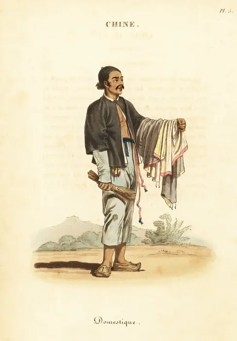 Framed Print : Chinese domestic servant, 18th century Framed Print : Chinese domestic servant, 18th century
