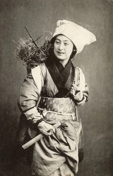 Chinese Farming  /  Country Girl with wicker back-pack
