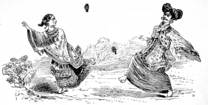 Framed Print : Chinese Girls playing with shuttlecocks, 19th cen Framed Print : Chinese Girls playing with shuttlecocks, 19th cen