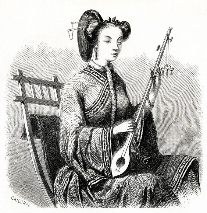 Framed Print : CHINESE LADY MUSICIAN 1861 Framed Print : CHINESE LADY MUSICIAN 1861
