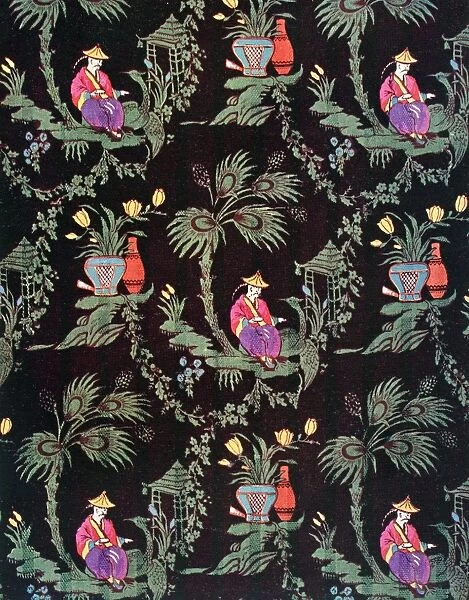 Chinese pattern with figure and flowers