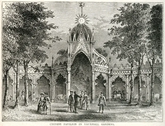 Framed Print : Chinese Pavilion in Vauxhall Gardens 1849 Framed Print : Chinese Pavilion in Vauxhall Gardens 1849