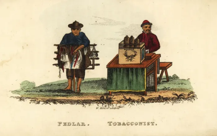 Framed Print : Chinese pedlar and tobacconist, Qing Dynasty Framed Print : Chinese pedlar and tobacconist, Qing Dynasty