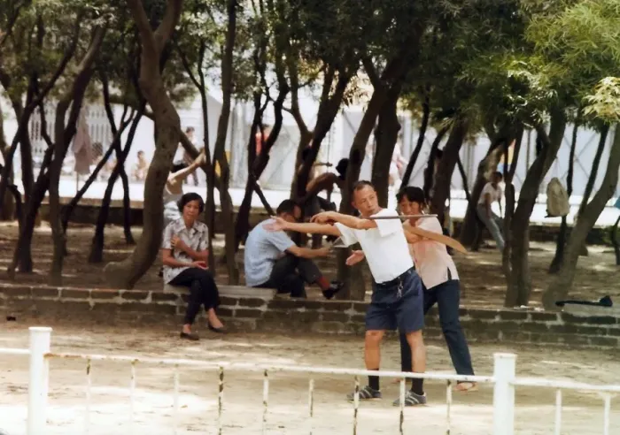 Framed Print : Chinese people shadow boxing in the park in Hong Kong Framed Print : Chinese people shadow boxing in the park in Hong Kong