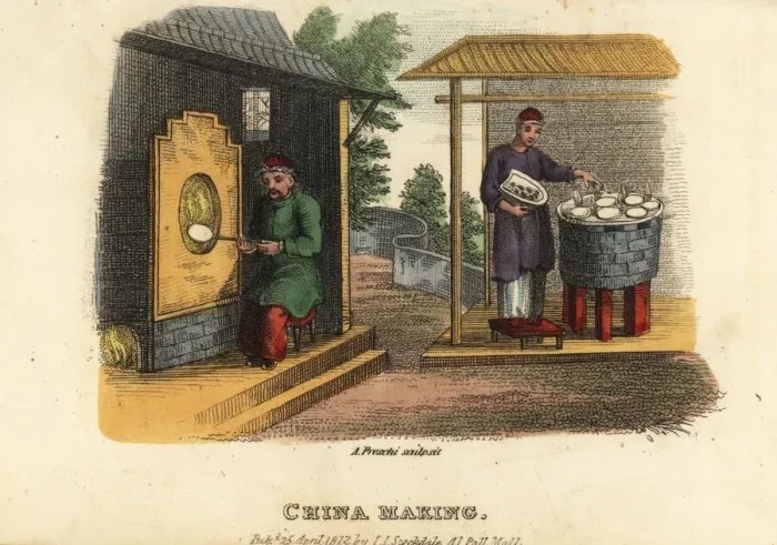 Framed Print : Chinese pottery firing, Qing Dynasty Framed Print : Chinese pottery firing, Qing Dynasty
