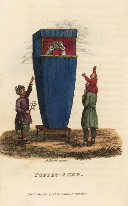 Framed Print : Chinese puppet show, Qing Dynasty Framed Print : Chinese puppet show, Qing Dynasty
