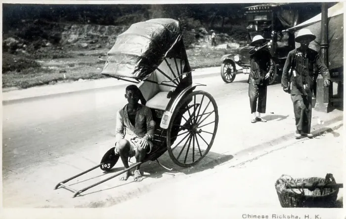 Framed Print : Chinese Rickshaw Boy taking a rest - Hong Kong Framed Print : Chinese Rickshaw Boy taking a rest - Hong Kong