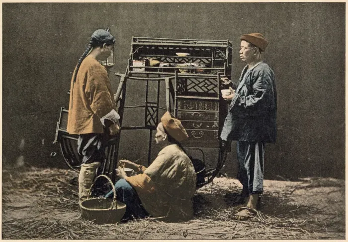 Framed Print : A Chinese seller of hot rice Date: circa 1890 Framed Print : A Chinese seller of hot rice Date: circa 1890