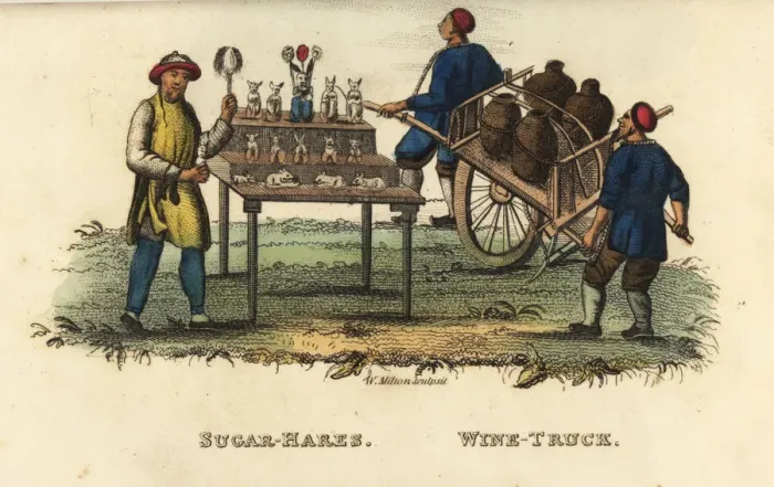 Framed Print : Chinese seller of sugar hares and a truck Framed Print : Chinese seller of sugar hares and a truck