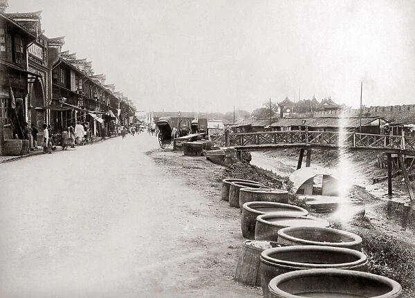 Chinese street scene, China, circa 1890. Date: circa 1890