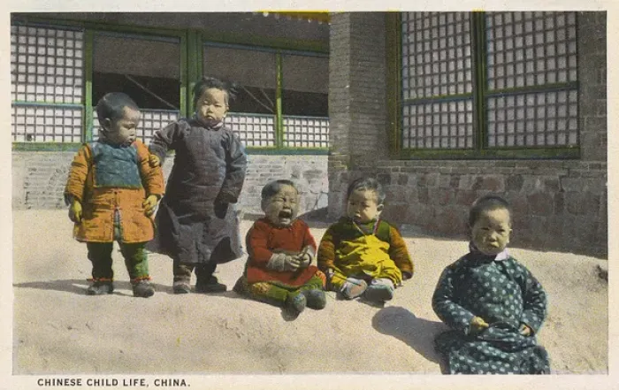 Framed Print : Chinese Toddlers - one of whom is rather upset Framed Print : Chinese Toddlers - one of whom is rather upset