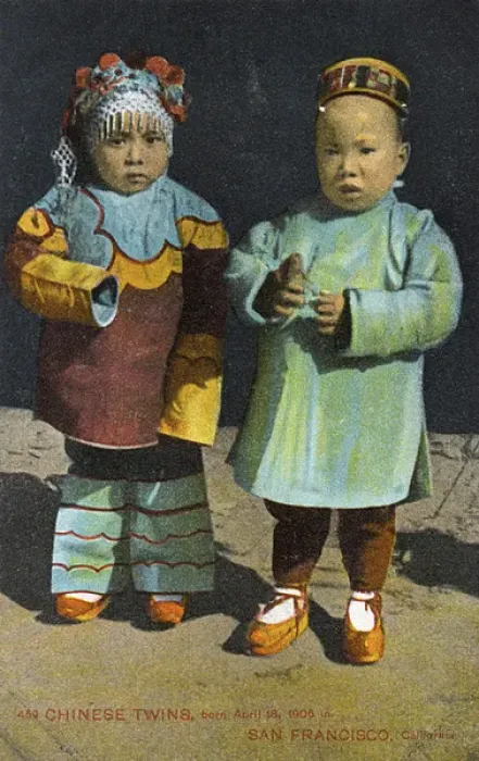 Framed Print : Chinese twins, San Francisco, California, USA Framed Print : Chinese twins, San Francisco, California, USA